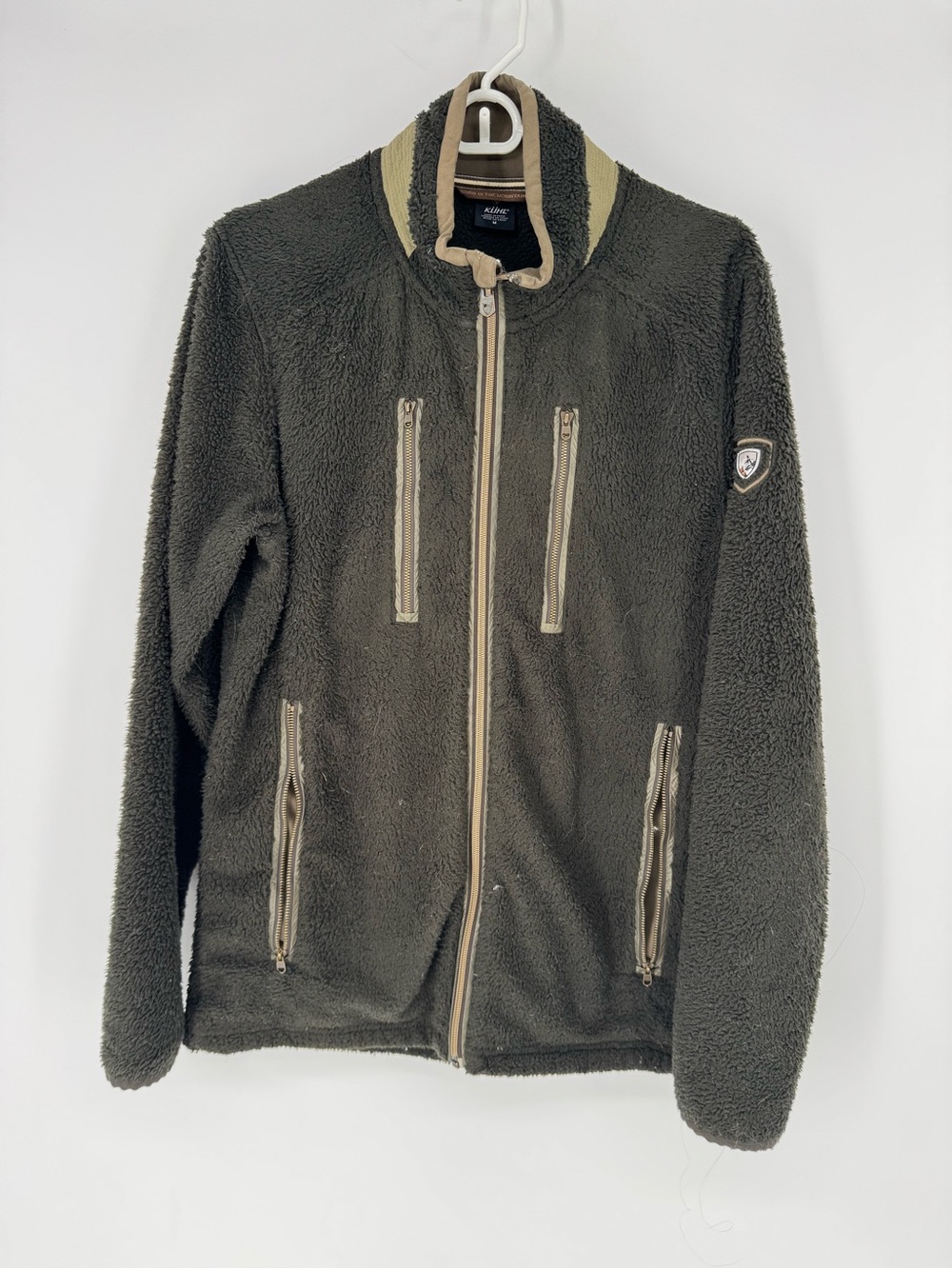 Kuhl Men's Olive Sherpa Performance Jacket with Tan Trim